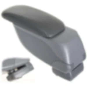 Gray car center armrest with storage.