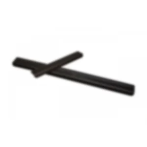 Two black chopsticks on a white background.